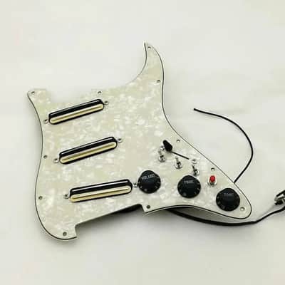 White Pearl Strat Style Guitar Multi Function Loaded Prewired Pickguard, Dual Rail Pickups image 1