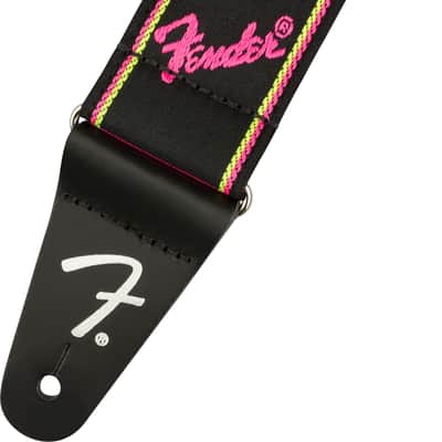 Fender Neon Monogrammed 2-Inch Guitar Strap - Pink and Yellow image 2