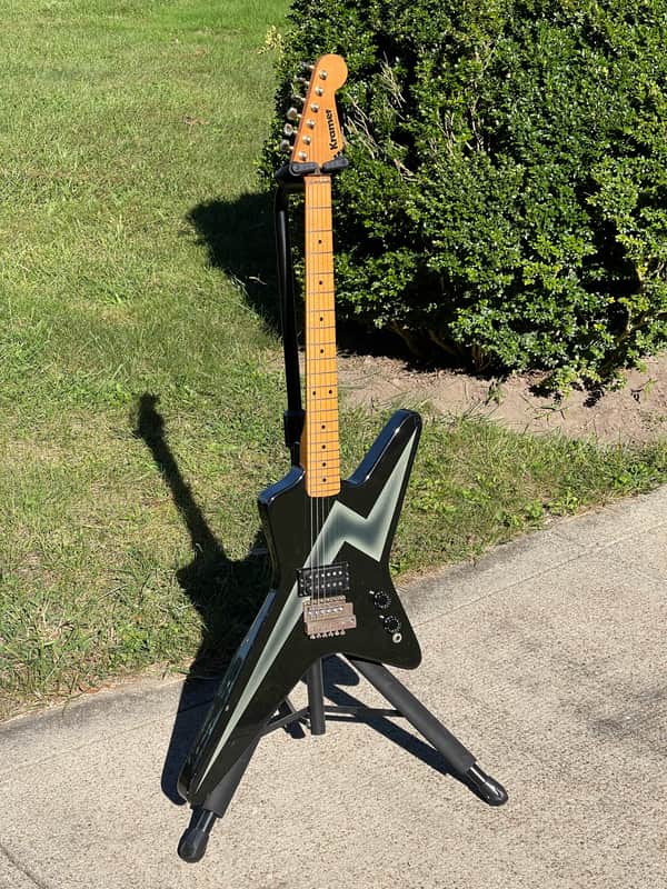 1981 Kramer Voyager Strat Head Black with Lightning Bolt and oil finished neck image 1