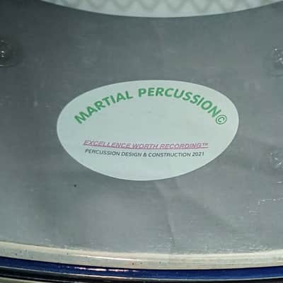 MARTIAL PERCUSSION (SEE VIDEO SAMPLE)CUSTOM HANDCRAFTED UTILITY SNARE DRUM 2024 - BLUE ON BLACK (ORANGE PEEL EXTERIOR LACQUER) image 9