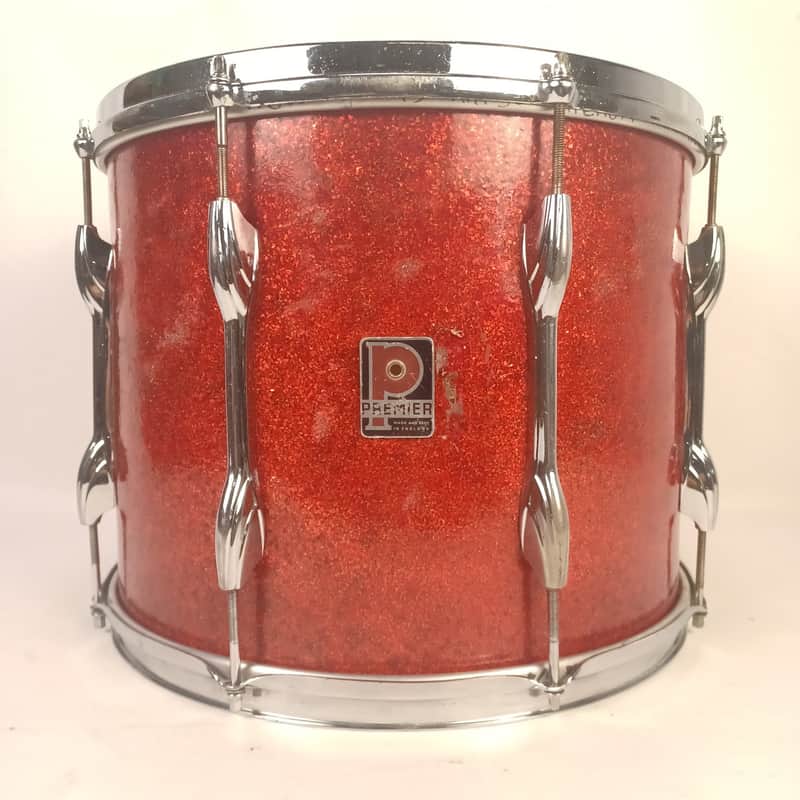 Premier 12x14" Marching Tenor Tom Drum Red Glitter 3Ply Baltic Birch Vintage 60s image 1