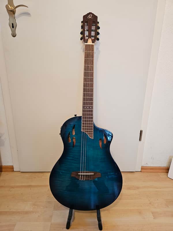 Ortega RTPDLX-FMA Flamed Maple Blue Tour Player - 4/4 classical guitar image 1