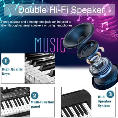 88 Key Digital Piano, Semi Weighted Electronic Keyboard Piano with Music Stand, Power Supply, Sustain Pedal, Stand, Bluetooth, Carrying Case, Headphones, USB-MIDI, Piano Lessons for Beginners image 3