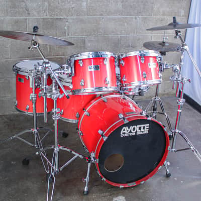 Ayotte 80s "Ray Era" Red Gloss One-Way Shade 5-Piece Drum Kit (22/16/14/13/12) image 5