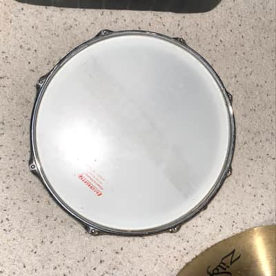 Ludwig No. 404 Acrolite 5x14" 8-Lug Aluminum Snare Drum with Pointed Blue/Olive Badge 1969 - 1979 - Matte Aluminum image 5