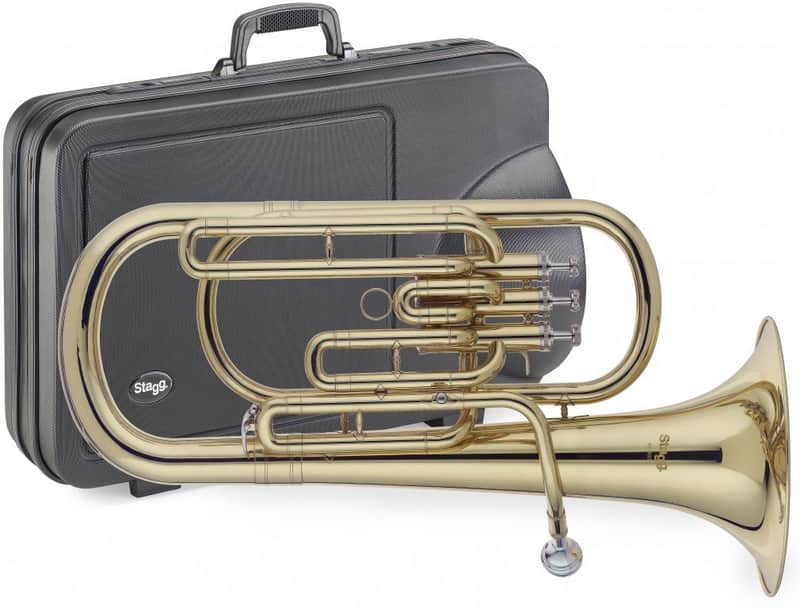 Stagg WS-BH235 Brass Body Bb Baritone Horn w/3 Valves, ABS Case & Mouthpiece Silver Plated image 1