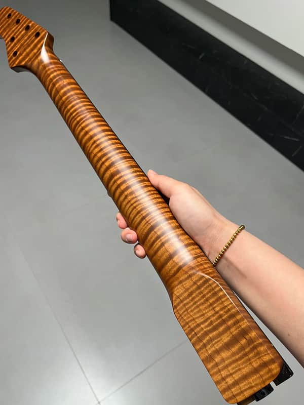 AAAAA Music Man Ebony Fretboard Roasted flame Maple Electric Guitar Neck Wheel truss rods Round stainless steel 22 frets hole 10mm image 1