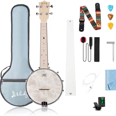 4 String Banjo Ukulele Concert 23 inch Remo Drumhead Maple Body + Truss Rod Gig Bag and Accessories image 1