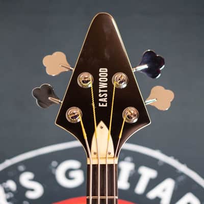 Eastwood Flying V Bass - Short Scale - Black w/OGB image 6