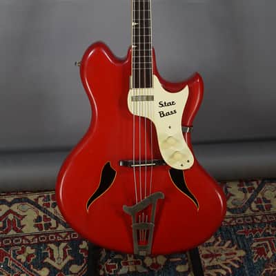 Migma Star Bass 1960s - Red semi Hollow VG cond w video image 1