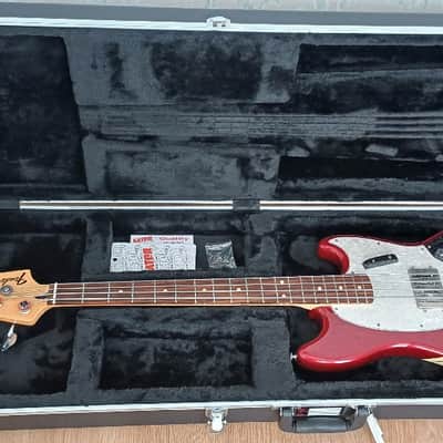 Fender Pawn Shop Mustang Bass 2013 - 2014 - Candy Apple Red with Racing Stripe image 1