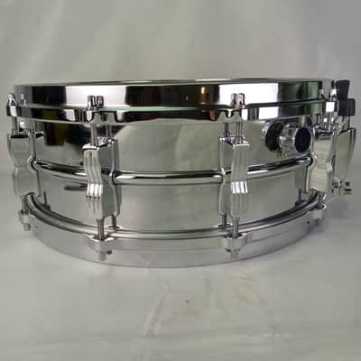 Ludwig Rocker 10Lug Snare Drum 80s 5x14"Vintage Chrome Aluminum Black/White image 7