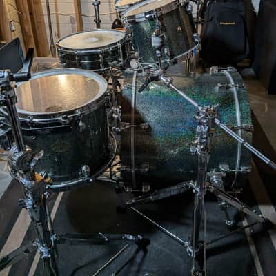 Tama Starclassic Maple 4 Piece Drum Set 1990s - RARE Blue Green Sparkle image 7