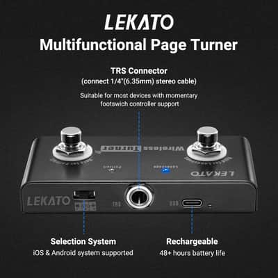 LEKATO Wireless Page Turner Pedal Bluetooth Foot Pedal for Tablets Phone (Android & IOS system above version 13.4 support) - External Pedal for LEKATO Loop Pedal Tuner Switching Control image 4