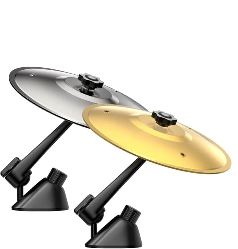 Mini Car Crash Cymbal for Air Vent (2 Pack), Car Drum Crash Cymbal for Endless Rhythmic Fun, Crisp Sound Percussion Drum Accessory, Fun Dashboard Accessory for All Type of Vehicles (Gold and silver) image 1