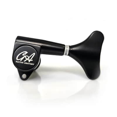 RIGHT HANDED Guitar Anatomy Pro Bass Tuners – 1:18 Gear Ratio Machine Heads for Bass Guitars - Black image 1