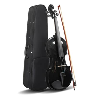 Unbranded Full Size 4/4 Violin Set for Adults Beginners Students with Hard Case, Violin Bow, Shoulder Rest, Rosin, Extra Strings 2020s - Black image 13