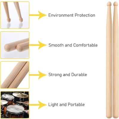 2 Pairs Drum Sticks, 5A Drum Sticks Maple Drumsticks for Electronic Drums set, Non-Slip Grip, Wood Tip for Acoustic Drums or Adults Percussion Drumsticks for Beginner (32CM) image 3