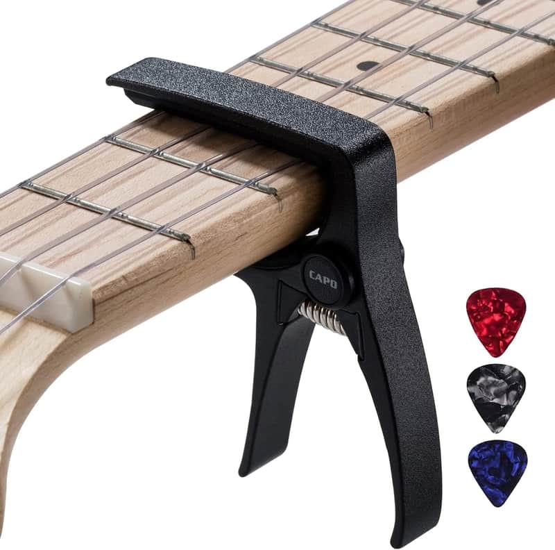 Ukulele Capo for 4 String Guitar and Mandolin, Mini Size Professional Ukulele Capo (BLACK) image 1