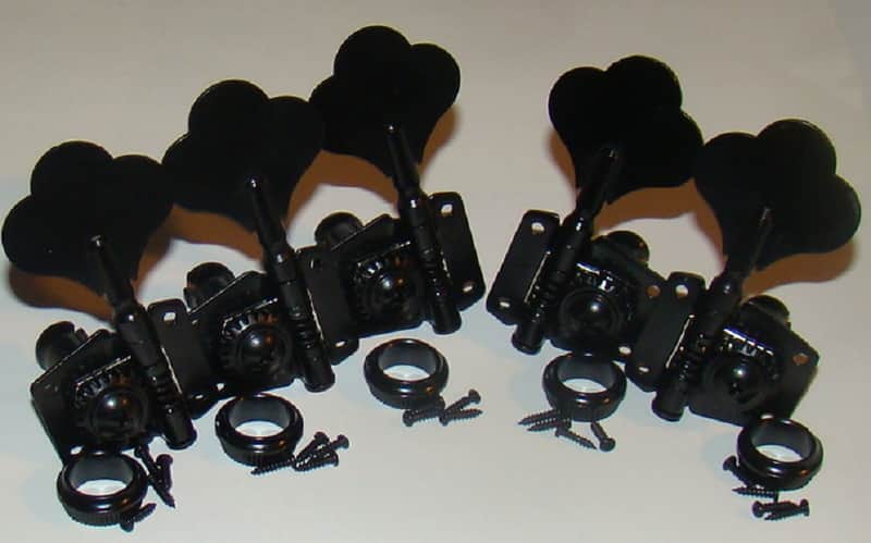 Vintage Style Tuners For Five String Bass, Black, Three Left Hand & Two Right Hand image 1
