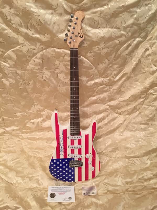 Bruce Springsteen Signed Eleca Stratocaster  American Flag Red/White/Blue image 1