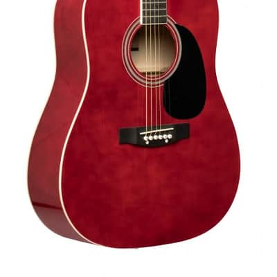 Stagg SA20D RED Dreadnought Basswood Top Nato Neck 6-String Acoustic Guitar - Red image 3