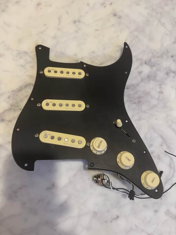 Fender American Ultra Stratocaster Noiseless Pickups Loaded Pickguard - Aged Vintage White image 1
