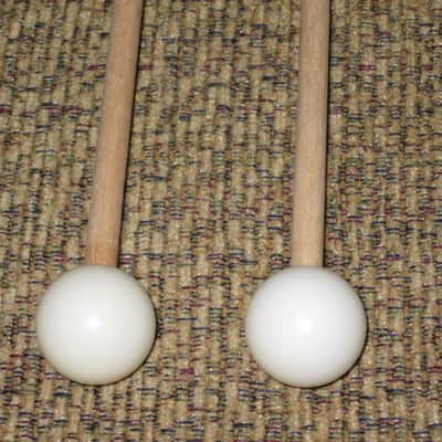 ONE pair new old stock (with packaging) Malletech OR45B Orchestra Series Mallets (Bells, Xylophone, Glock and multi-percussion) 1 and 1/8" Hard Heavy White Ball Heads, Orchestra Length Birch Handles (from around 2019) Made in USA image 11