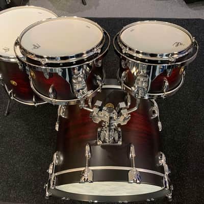 Gretsch USA Custom 4-Piece 10/12/16/22 Drum Kit Set in Satin Dark Chestnut Duco w/ Double-Tom Holder image 3