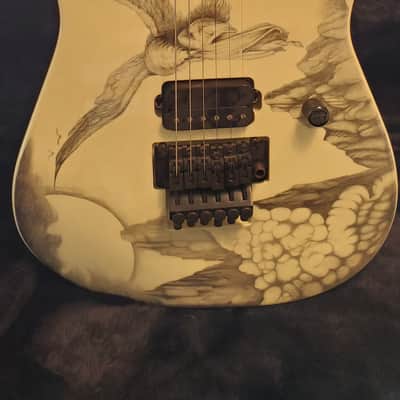 ESP  George Lynch Custom Shop strat White/Eagle pencil sketch image 5
