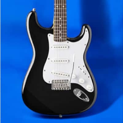 Oscar Schmidt OS-30-BK-A Double Cut Solid Body 3/4 Electric Guitar. Black image 1