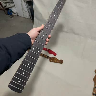 4-string electric bass neck jazz bass stainless steel 20 frets yellow flame Maple guitar neck 34inch hole 18mm Rosewood fingerboard image 1