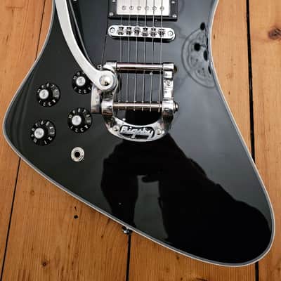Custom Left handed black Firebird with bigsby & Tonerider alnico 2 classic humbuckers - Black image 2