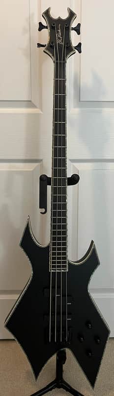B.C. Rich Chris Kael Warlock Bass - Satin Black + BC Rich Custom Shop Warlock case BOTH MINT image 1