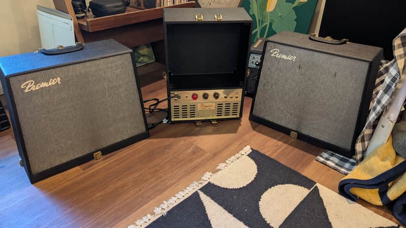 Vintage 1960s Premier PS-14 Tube Amp Suitcase--Head + Speakers image 1