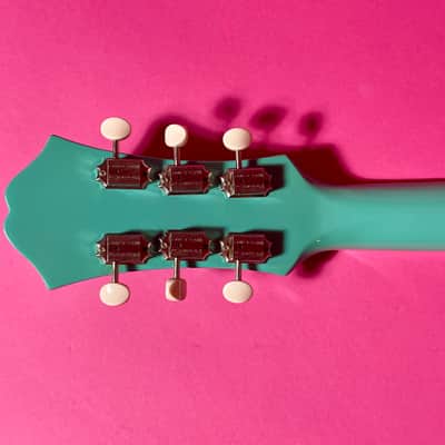 1998 Epiphone Riviera rare color Turquoise frequensator tailpiece image 11