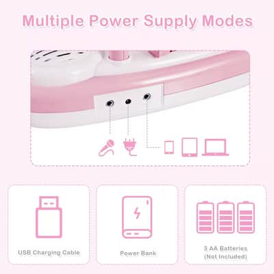 37-Key Z-Shape Kids Toy Keyboard Piano with Microphone, Flashing Lights & Audio Cable | Educational Electronic Organ for Toddlers (Pink) image 2