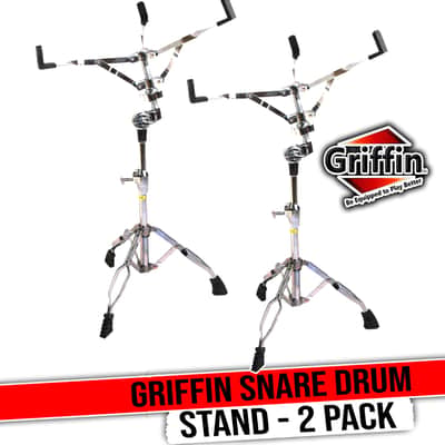 GRIFFIN Snare Drum Stands (Percussion TiltPro X Edition) 2 Pack – Chrome Double Braced Lightweight Mounts with Clamp Basket Gear for Snare, Tom & Practice Pad Use