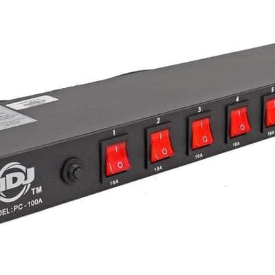 American DJ 8 channel AC power strip with 15 amp breaker and 8 on/off toggle switches. 19 inch rack mountable image 4