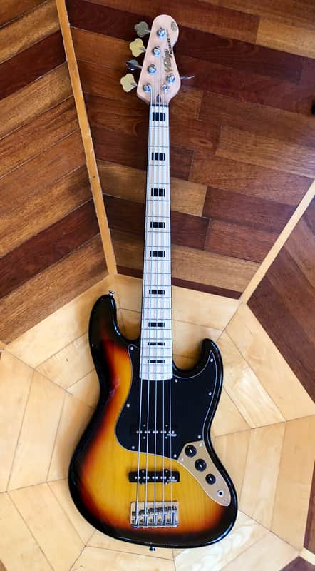 NEW Vintage VJ75 ReIssued Maple Fingerboard Bass Guitar ~ 5-String ~ Sunburst image 1