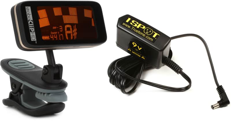 Peterson StroboClip HD High Definition Clip-on Strobe Tuner  Bundle with Truetone 1 SPOT Slim 9V DC Adapter image 1