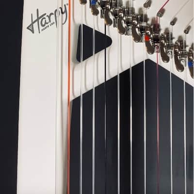 33 String Athena Harpy with Levers - Electric-Acoustic Harp - White Matte image 2