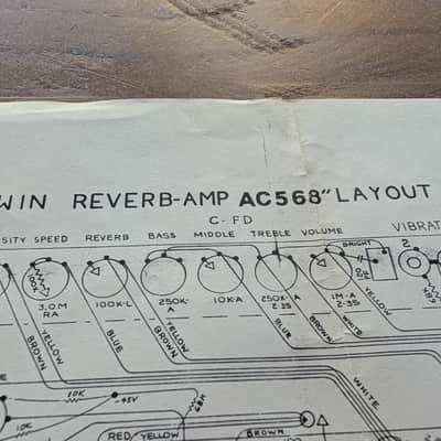 Fender Twin Reverb Guitar Amplifier AC568 Layout Vintage Schematic REV C image 3