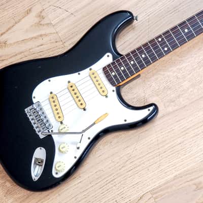 1986 Squier by Fender Stratocaster '62 Vintage Reissue Black Slab Board, Japan MIJ image 1