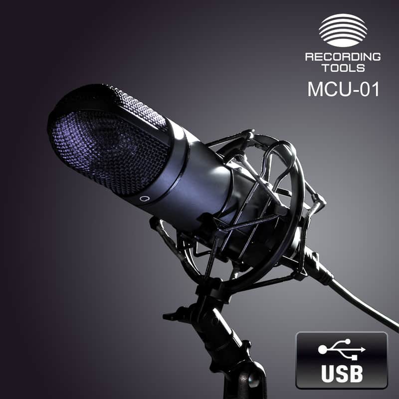 Recording Tools MCU-01 Large Diaphragm Cardioid USB Condenser Microphone Black image 1