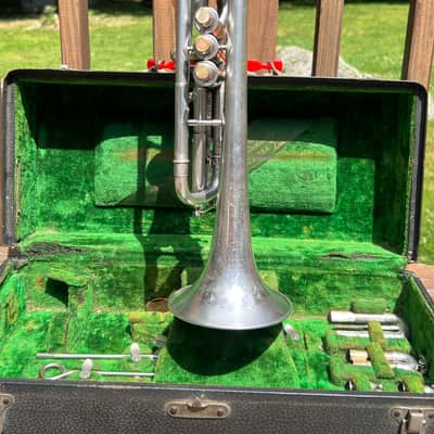 Antique C.G. Conn New Wonder LP Cornet ~1915-16 Silver Plate Engraved Bell w/ Original Case & Accessories image 20