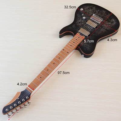 Custom Black Burl Wood Top Electric Guitar, Okoume Wood Body, Roasted Maple Neck image 3