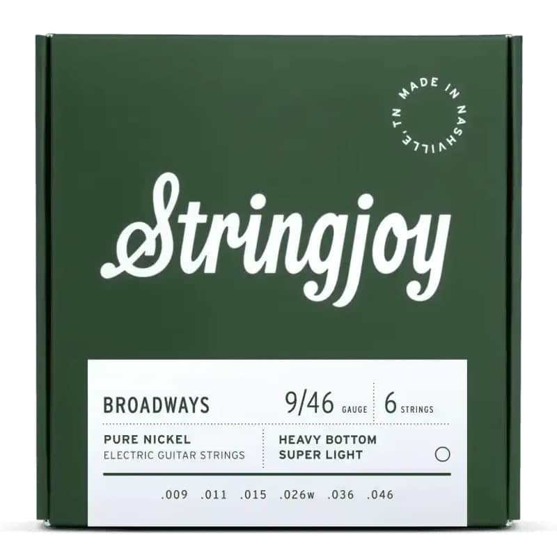 Stringjoy Broadways Heavy Bottom Super Light Gauge (9-46) Pure Nickel Electric Guitar Strings image 1