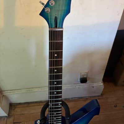 Custom Destroyer/Explorer Style 2026, 2 Tone Blue, Mahogony Body, Maple Neck, Titanium Nut image 3