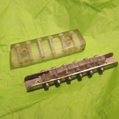 vintage 1960's clear Lucite bridge + tailpiece for solid body electric  - WHO MADE THIS??? image 3